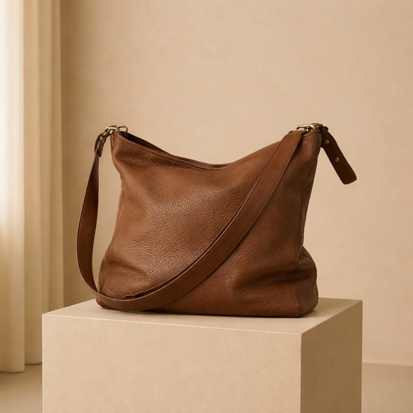 Coach Handbags - Coach Pebbled Leather Hobo Shoulder Bag Tobacco & Poppy Red